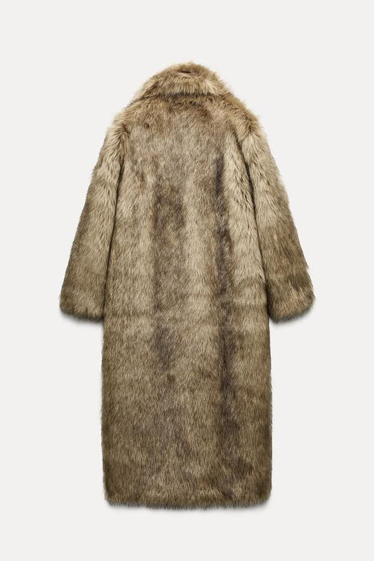 EXTRA-LONG FAUX FUR COAT