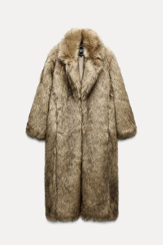 EXTRA-LONG FAUX FUR COAT